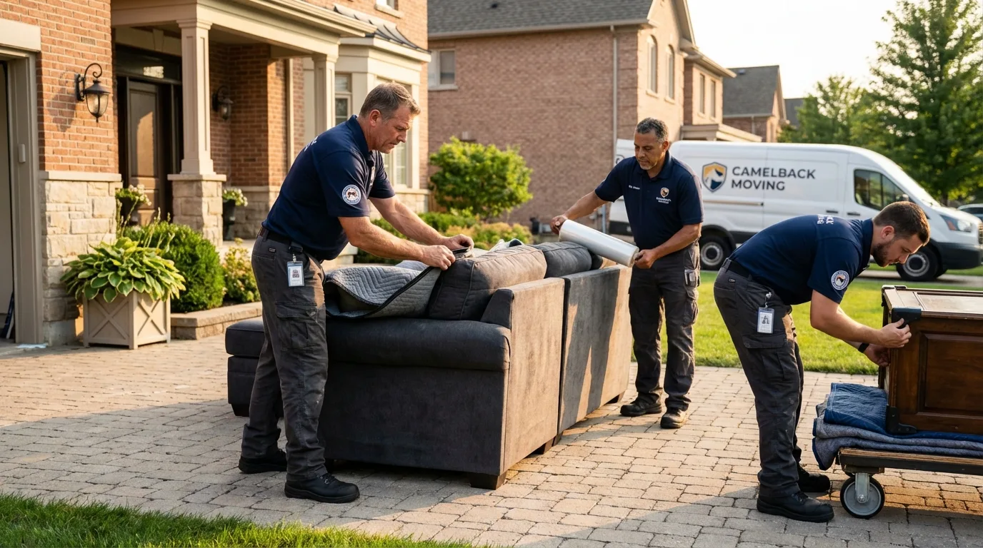 Large estate moving crew wrapping furniture in South Dos Palos, CA