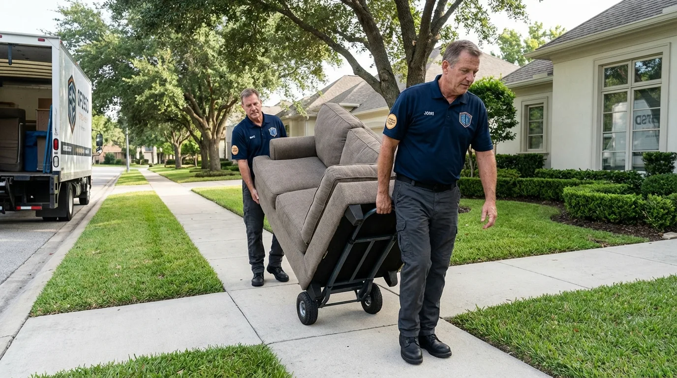 Local residential moving crew loading furniture in South Dos Palos, CA